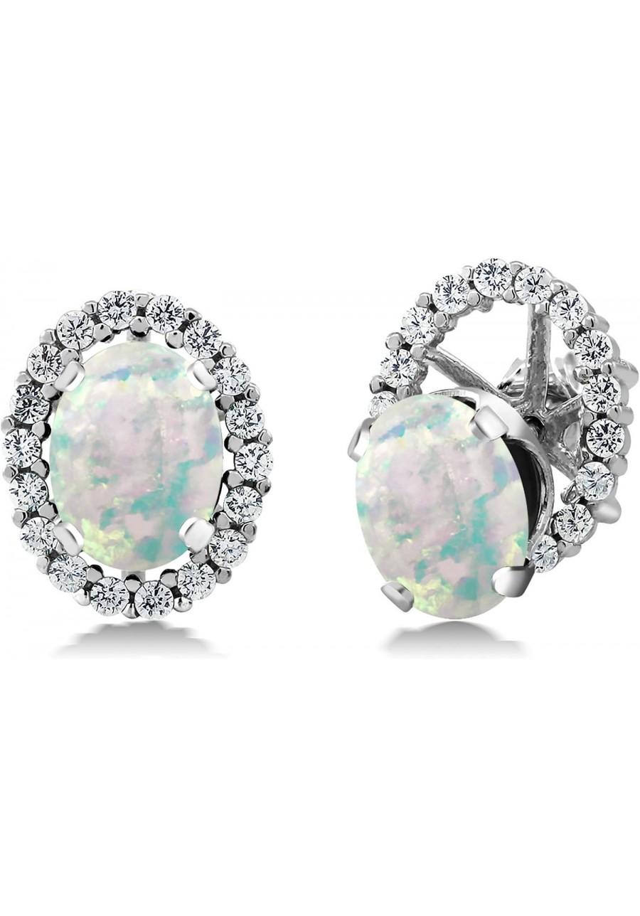 2.62 Ct Oval White Simulated Opal 925 Sterling Silver Stud Earrings with Removable Jackets $41.27 Stud