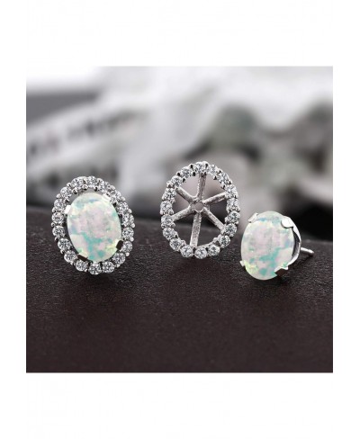 2.62 Ct Oval White Simulated Opal 925 Sterling Silver Stud Earrings with Removable Jackets $41.27 Stud