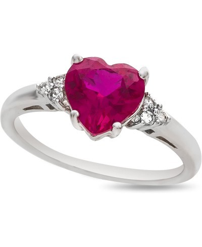 8mm Heart Shaped Created Ruby and Created White Sapphire Ring Sterling Silver $44.15 Statement