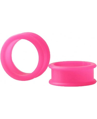 Pair 1/2" (12MM) PINK SILICONE FLAT FLARE TUNNELS Double Flare Gauges Thin Soft Flexible Flesh Plugs (2pcs) $6.33 Piercing Je...