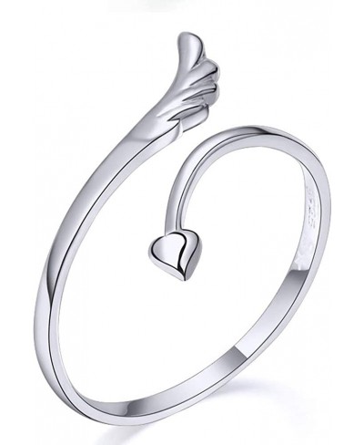 Heart Wing Shape 925 Sterling Silver Open Rings Adjustable Knuckle Joint Engagement Statement $6.80 Engagement Rings