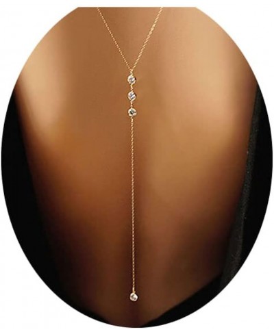 Wedding Backdorp Necklace Crystal Gold Y Necklace Long Chain for Women and Brides $11.67 Pendant Necklaces