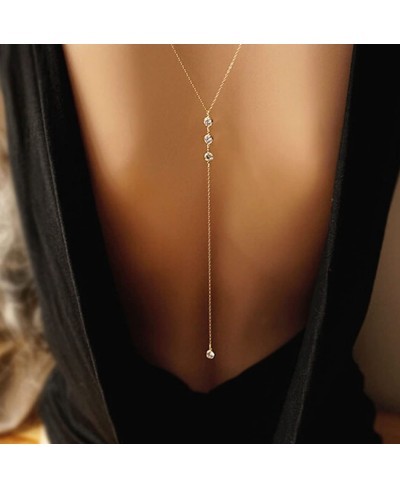 Wedding Backdorp Necklace Crystal Gold Y Necklace Long Chain for Women and Brides $11.67 Pendant Necklaces