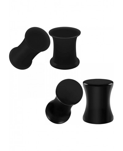 2 Pairs Silicone Black Acrylic Solid Double Flared Saddle Piercing Jewelry Stretcher Ear Plug Earring Flesh Tunnel $12.98 Pie...