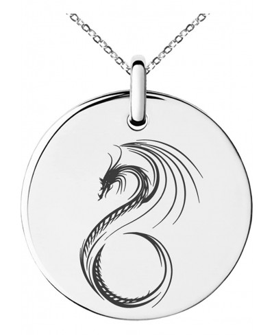 Stainless Steel Serpentine Dragon Small Medallion Circle Charm Pendant Necklace $17.13 Pendants & Coins