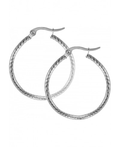 Medium Woven Twisted Circle Stainless Steel Hoop Earrings for Women $11.33 Hoop