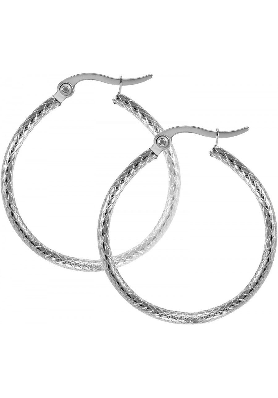 Medium Woven Twisted Circle Stainless Steel Hoop Earrings for Women $11.33 Hoop