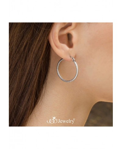 Medium Woven Twisted Circle Stainless Steel Hoop Earrings for Women $11.33 Hoop