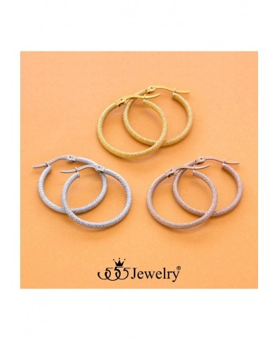 Medium Woven Twisted Circle Stainless Steel Hoop Earrings for Women $11.33 Hoop