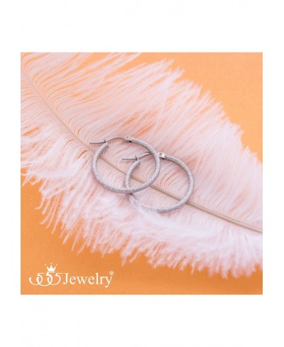 Medium Woven Twisted Circle Stainless Steel Hoop Earrings for Women $11.33 Hoop