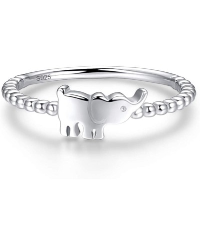 925 Sterling Silver Lucky Elephant Ring Stackable Cute Animal Band Rings for Women Girls Jewelry Birthday Gift Size 6-9 $13.3...