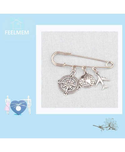 Travel Safety Pin Brooch Compass Airplane World Charm Kilt Pin Brooch Traveler Graduation Gift Retirement Gift $16.96 Brooche...