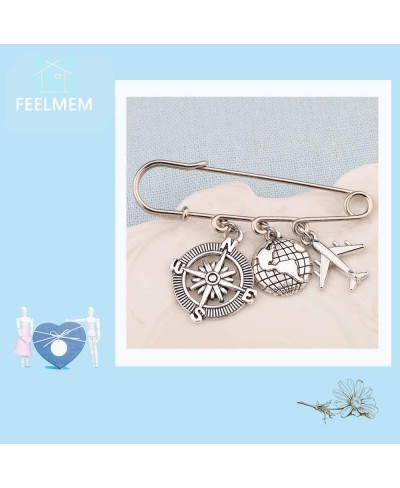 Travel Safety Pin Brooch Compass Airplane World Charm Kilt Pin Brooch Traveler Graduation Gift Retirement Gift $16.96 Brooche...