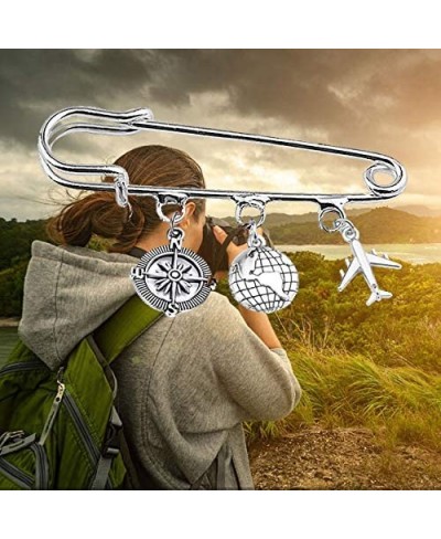 Travel Safety Pin Brooch Compass Airplane World Charm Kilt Pin Brooch Traveler Graduation Gift Retirement Gift $16.96 Brooche...