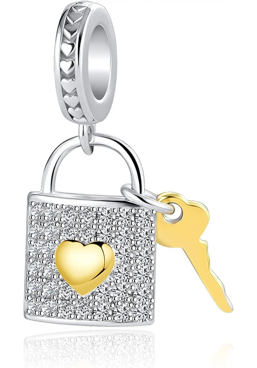 Love Lock My Heart Charm Forever Only Your Key to My Heart Bead Charms for Pandora Bracelet Necklace for Women Girls (DW-NEW0...