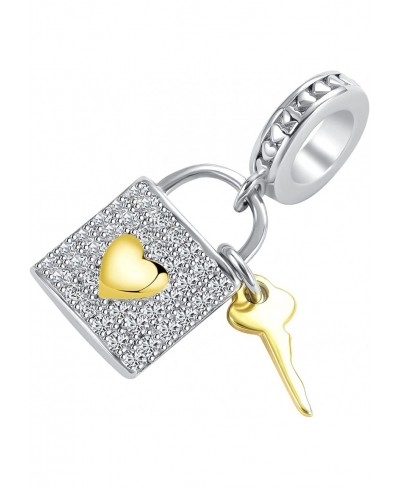 Love Lock My Heart Charm Forever Only Your Key to My Heart Bead Charms for Pandora Bracelet Necklace for Women Girls (DW-NEW0...