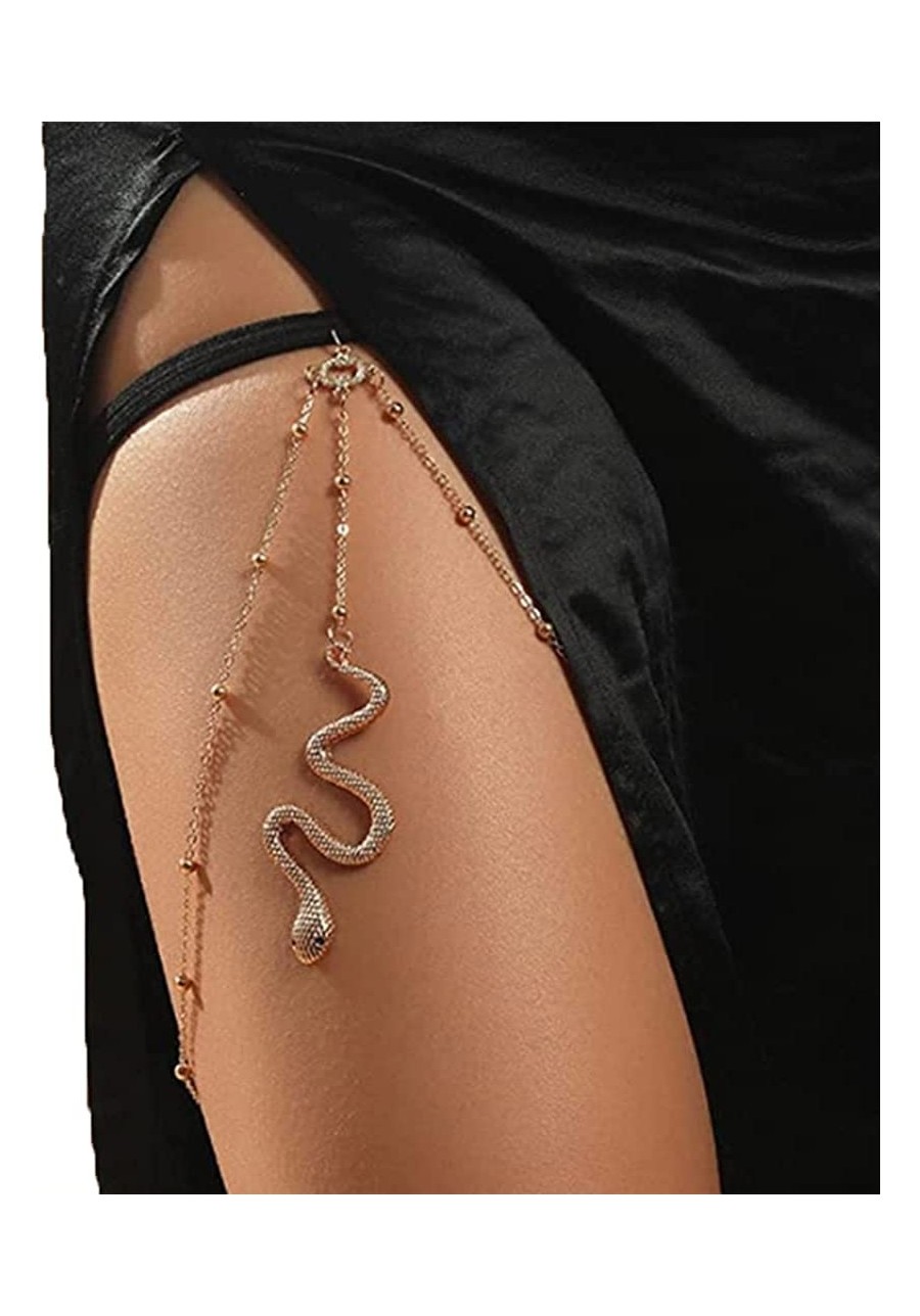 Boho Snake Leg Chain Beaded Elastic Thigh Chain Adjustable Body Chains Beach Fashion Body Jewelry Accessory for Women and Gir...