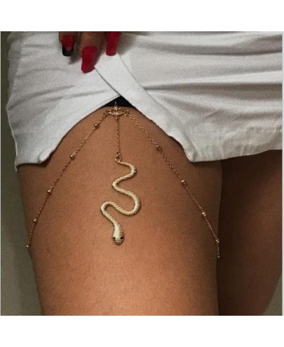 Boho Snake Leg Chain Beaded Elastic Thigh Chain Adjustable Body Chains Beach Fashion Body Jewelry Accessory for Women and Gir...