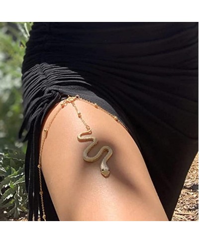 Boho Snake Leg Chain Beaded Elastic Thigh Chain Adjustable Body Chains Beach Fashion Body Jewelry Accessory for Women and Gir...