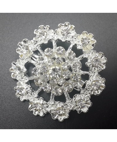 Lot 12pc Clear Rhinestone Crystal Flower Brooches Pins DIY Wedding Bouquet Broaches $15.05 Brooches & Pins