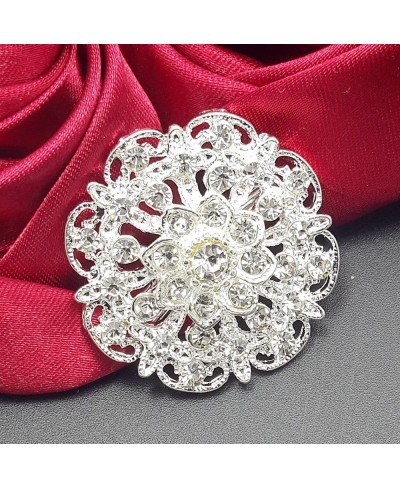 Lot 12pc Clear Rhinestone Crystal Flower Brooches Pins DIY Wedding Bouquet Broaches $15.05 Brooches & Pins