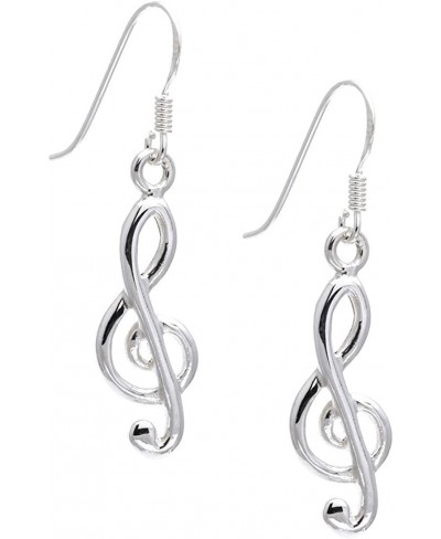 Treble Clef Dangle Earrings - Silver Drop Earrings with Musical Notes - 925 Sterling Silver Earrings for Women - 925 Silver E...