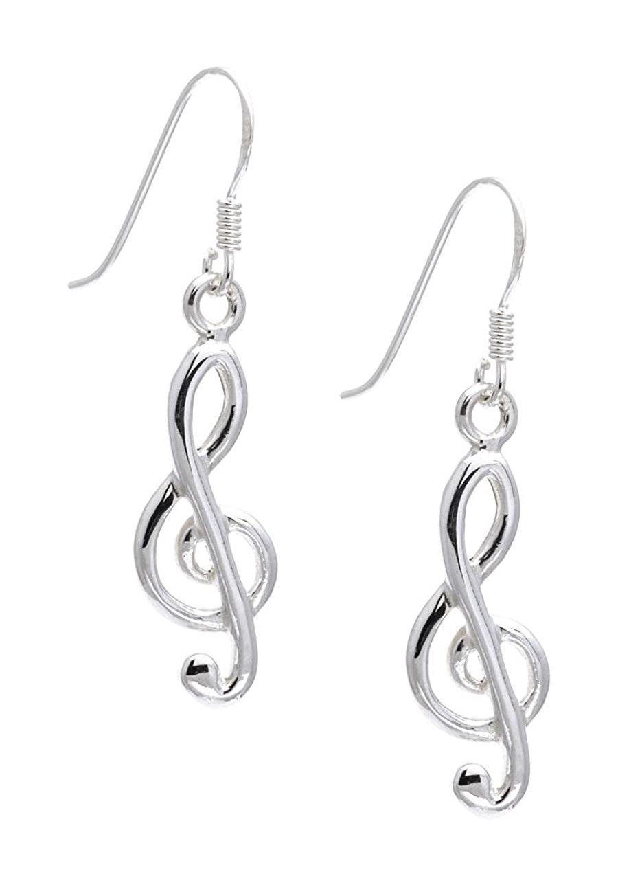 Treble Clef Dangle Earrings - Silver Drop Earrings with Musical Notes - 925 Sterling Silver Earrings for Women - 925 Silver E...