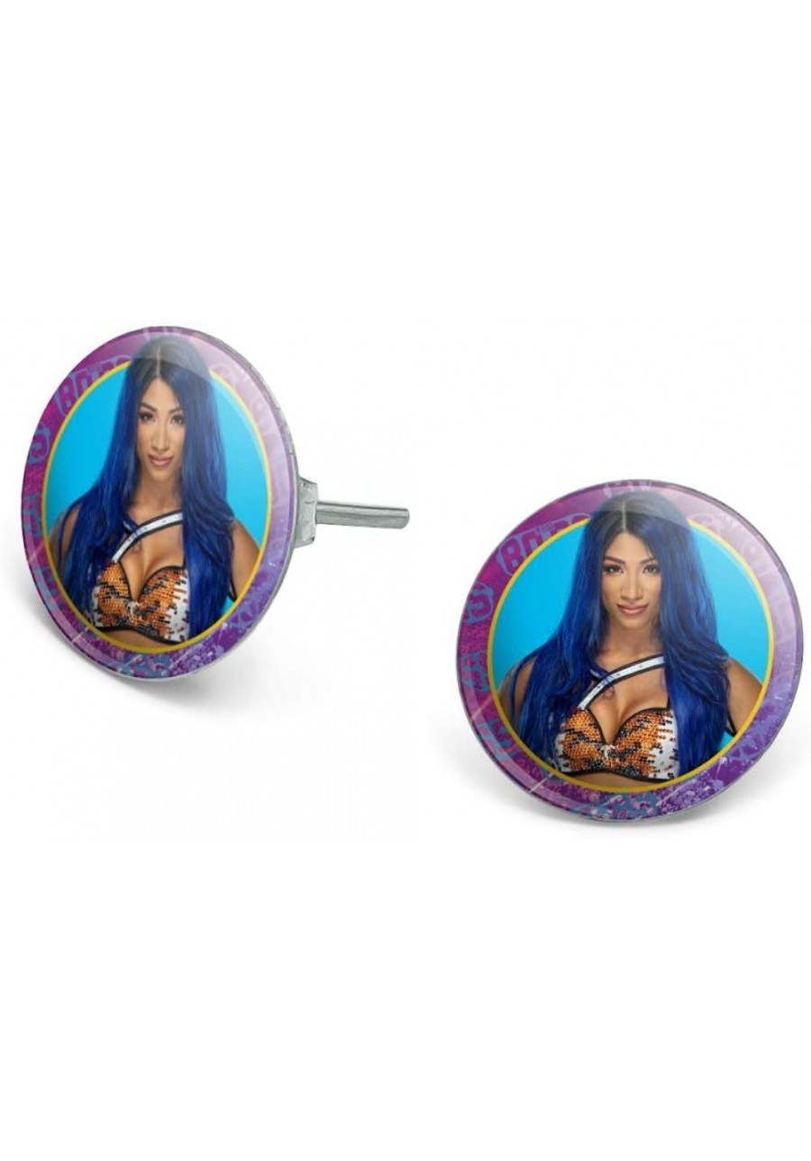 WWE Sasha Banks Legit Boss Novelty Silver Plated Stud Earrings $14.00 Stud