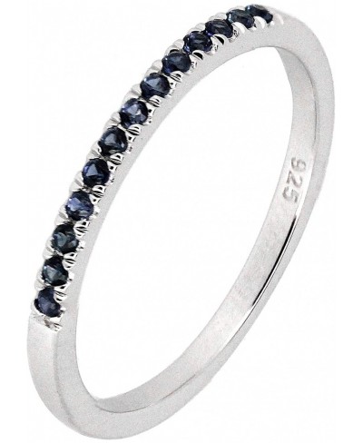 Sterling Silver Genuine Natural Ruby Emerald Blue Sapphire or White Topaz Half Eternity 2mm Band Ring $34.04 Eternity Rings