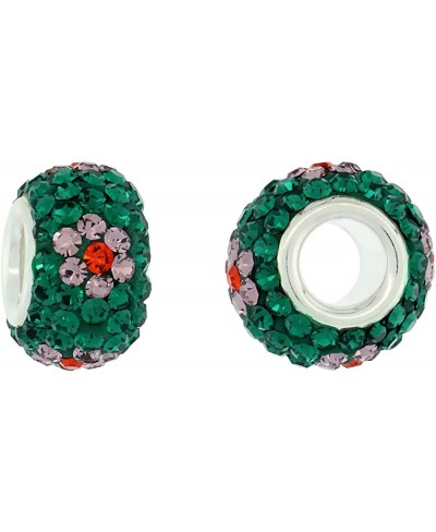 Sterling Silver Crystal Charm Bead Emerald Indian Pink & Hyacinth Orange Flower Color Charm Bracelet Compatible 13 mm $11.36 ...