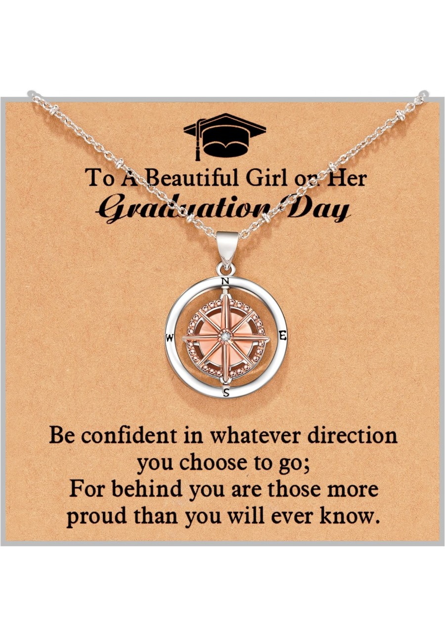 Graduation Gifts for Her 2022 Rotate Compass Necklace for Women Girls Sobriety Gifts for Students Granddaughter Daughter Best...