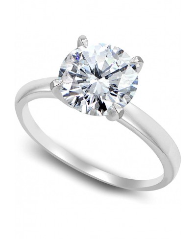 Sterling Silver 3ct Round-Cut Solitaire Cubic Zirconia Engagement CZ Bridal Ring $16.69 Engagement Rings
