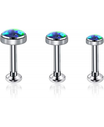 G23 Titanium Internally Threaded Opal Ear Stud Piercing Birthstone Earrings for Women Girls 16g Cartilage Tragus Helix Earrin...