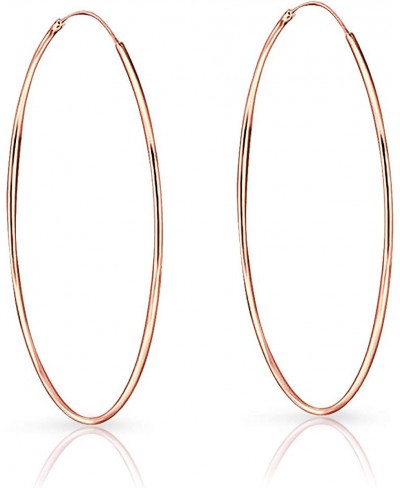 925 Sterling Silver 18K Rose Gold Plated TINY/SMALL/MEDIUM/LARGE Endless Hoops/Sleepers Earrings - Thickness 1.2 mm - Outer D...