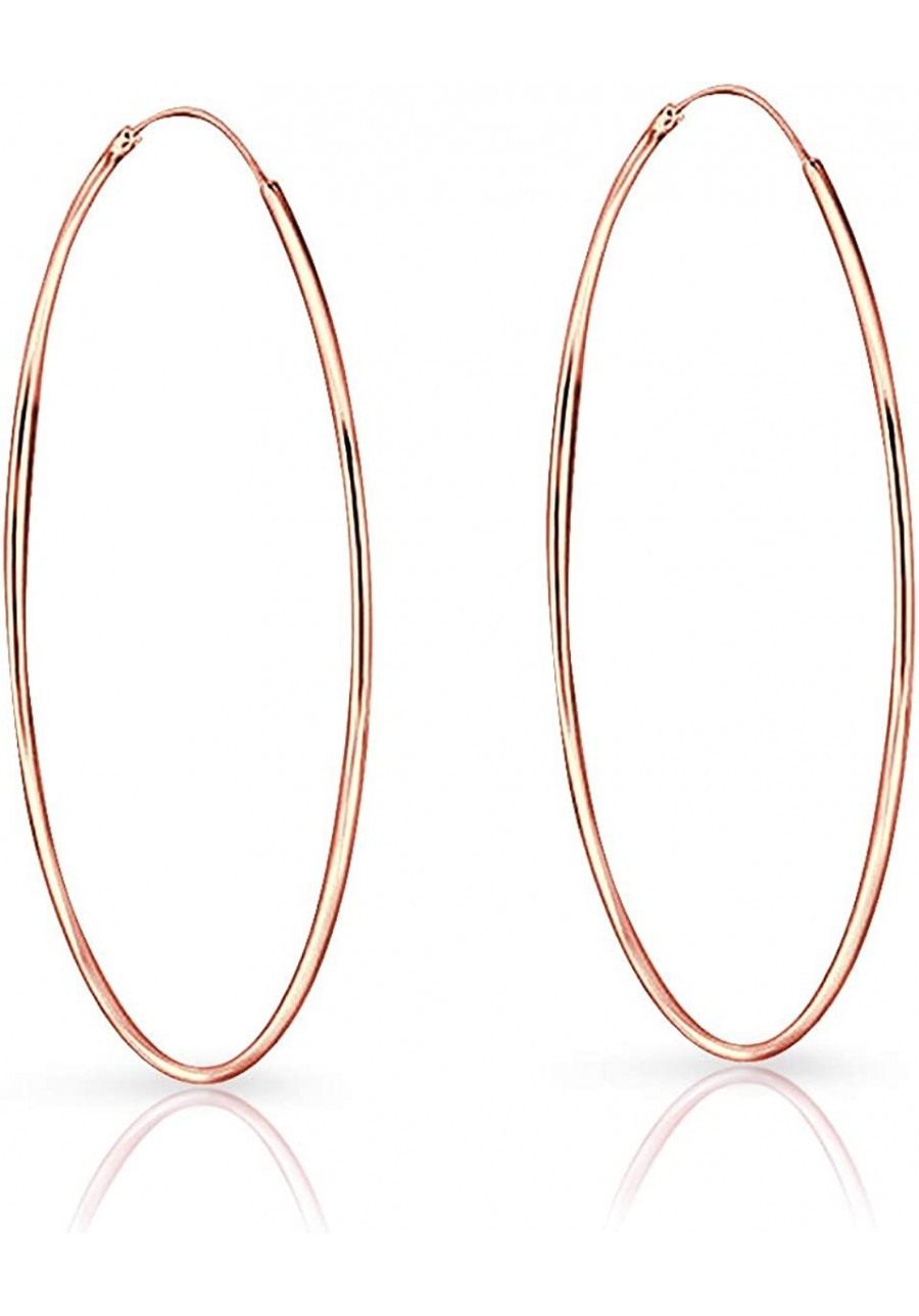 925 Sterling Silver 18K Rose Gold Plated TINY/SMALL/MEDIUM/LARGE Endless Hoops/Sleepers Earrings - Thickness 1.2 mm - Outer D...