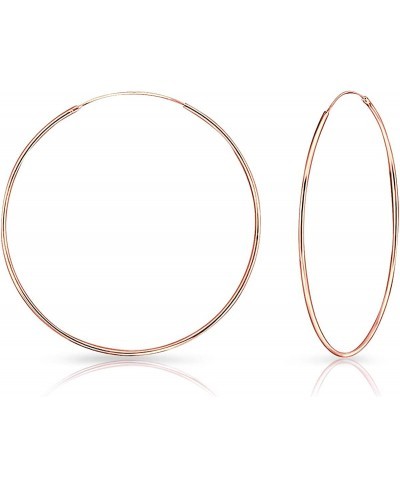 925 Sterling Silver 18K Rose Gold Plated TINY/SMALL/MEDIUM/LARGE Endless Hoops/Sleepers Earrings - Thickness 1.2 mm - Outer D...