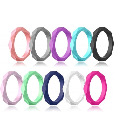 Set of 10 Thin Silicone Ring Midi Kuckle Stackable Rings for Women Soft Comfort Fit $11.19 Bands