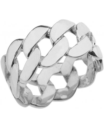 Elegant Sterling Silver 11 mm Unisex Miami Link Eternity Band Ring (Size 9) $35.93 Bands