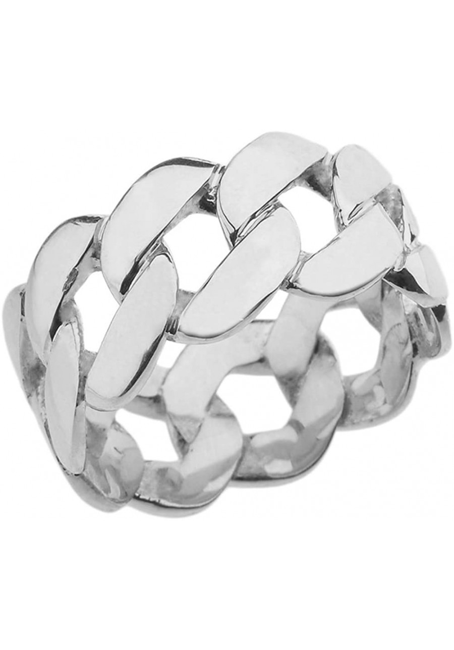 Elegant Sterling Silver 11 mm Unisex Miami Link Eternity Band Ring (Size 9) $35.93 Bands