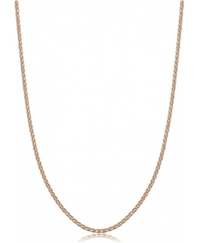 Rose Gold Plated Sterling Silver Round Wheat Chain Necklace (1.5 mm) $18.29 Chains