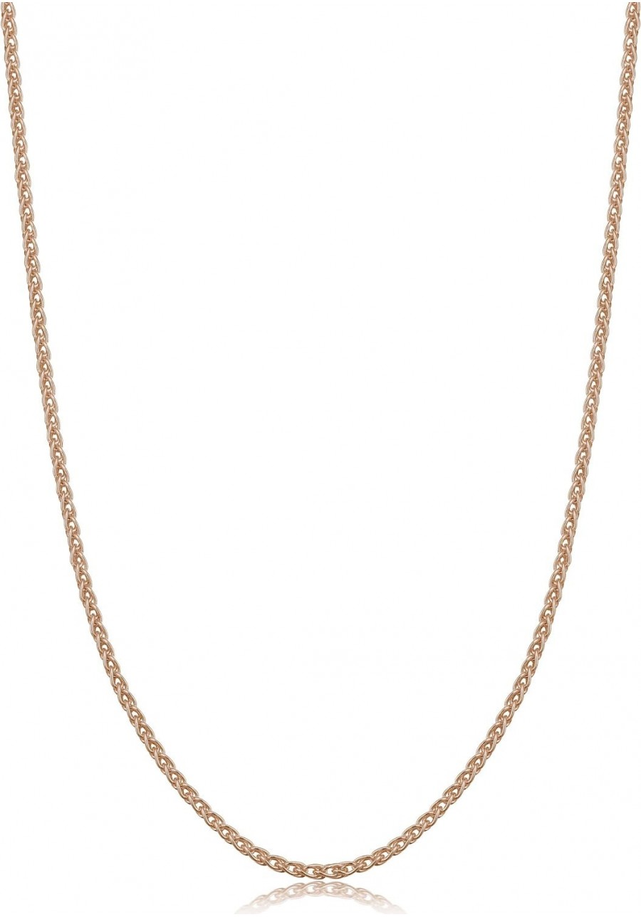 Rose Gold Plated Sterling Silver Round Wheat Chain Necklace (1.5 mm) $18.29 Chains