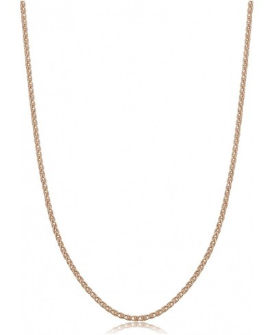 Rose Gold Plated Sterling Silver Round Wheat Chain Necklace (1.5 mm) $18.29 Chains