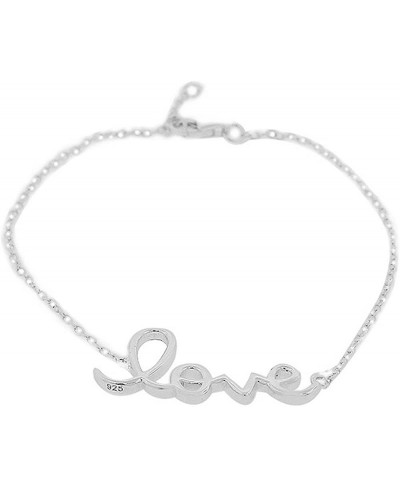 925 Sterling Silver Love Heart Inscription Chain Bracelet with Clasp $17.76 Charms & Charm Bracelets