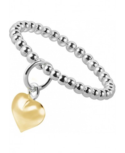 Cute Gold Plated Silver Dangle Heart Eternity Beaded Sterling Silver Ring $22.91 Bands