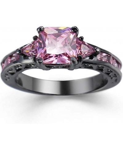 Women Black Gold Plated Rings Square Cut Purple Amethyst Cubic Zirconia Bridal Engagement Wedding Band Size 5-10 $9.64 Weddin...