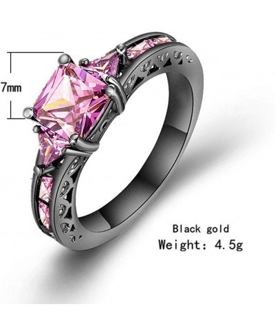 Women Black Gold Plated Rings Square Cut Purple Amethyst Cubic Zirconia Bridal Engagement Wedding Band Size 5-10 $9.64 Weddin...