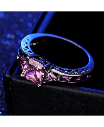 Women Black Gold Plated Rings Square Cut Purple Amethyst Cubic Zirconia Bridal Engagement Wedding Band Size 5-10 $9.64 Weddin...