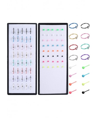 140-160PCS 22G Surgical Steel Nose Ring Stud Bone/L Shape Nose Stud Hoop Nose Ring Piercing Pin Nose Piercing Jewelry 1.5/2/2...