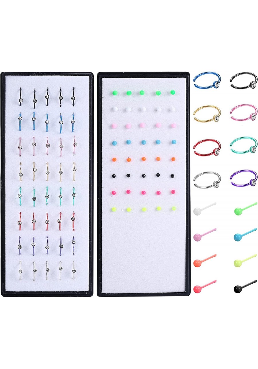 140-160PCS 22G Surgical Steel Nose Ring Stud Bone/L Shape Nose Stud Hoop Nose Ring Piercing Pin Nose Piercing Jewelry 1.5/2/2...