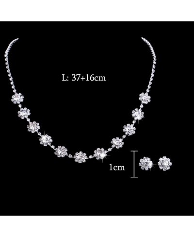 Silver Bride Wedding Jewelry Sets Crystal Bridal Necklace Earrings Set Rhinestone Jewelry Set Prom Costume Choker Necklace fo...